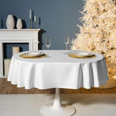 Скатерть 140х180 cm овальная, "ФЕЕРИЯ. СЕРЕБРО", цвет: белый, tm , полиэстер 100% (кор=28шт.) LEFARD 986-004-27-6