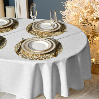 Скатерть 140х180 cm овальная, "ФЕЕРИЯ. СЕРЕБРО", цвет: белый, tm , полиэстер 100% (кор=28шт.) LEFARD 986-004-27-7