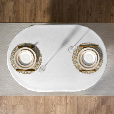 Скатерть 140х180 cm овальная, "ФЕЕРИЯ. СЕРЕБРО", цвет: белый, tm , полиэстер 100% (кор=28шт.) LEFARD 986-004-27-8