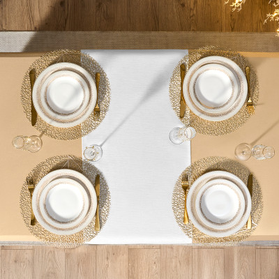 Дорожка на стол 45х220 cm "ФЕЕРИЯ. СЕРЕБРО", цвет: белый, tm , полиэстер 100% (кор=60шт.) LEFARD 986-004-31-5