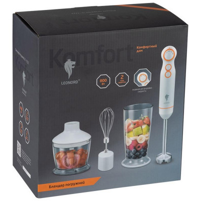 1722 Блендер погружной LEONORD 800W бело-оранжевый (105811)-2