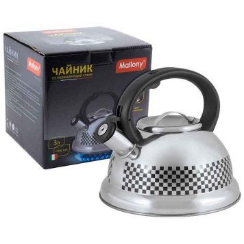 002104 Чайник металлический со свистком Mallony MAL-0417C