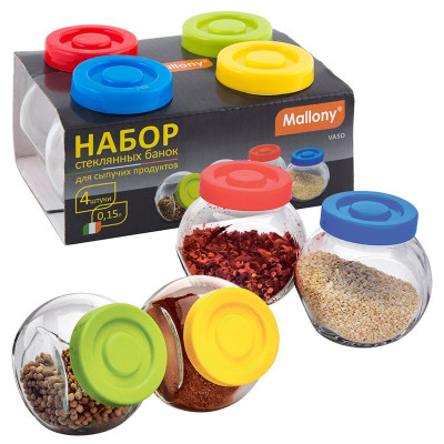 003606 Набор из 4-х банок (по 0.15л) из стекла Mallony VASO