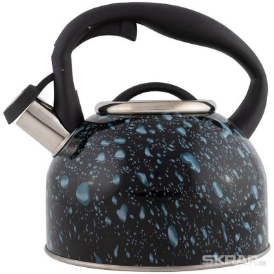 003979 Чайник из нерж.стали Mallony LACRIMA (2.5л, со свистком, черный с синими каплями)-3
