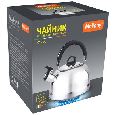 004260 Чайник из нерж. стали Mallony Casual (2.7л, со свистком, зеркальная полировка)-4