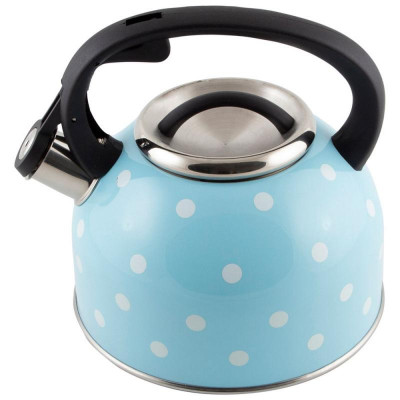 005175 Чайник из нерж.стали Mallony 'Maestria' (2.5л, со свистком, голубой в белый горошек)-1