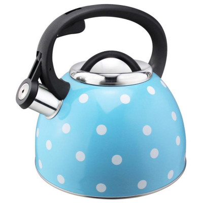 005175 Чайник из нерж.стали Mallony 'Maestria' (2.5л, со свистком, голубой в белый горошек)-2