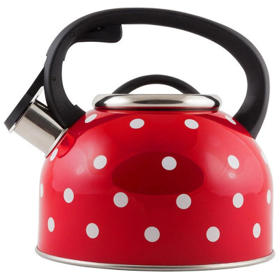 005176 Чайник из нерж.стали Mallony 'Maestria' (2.5л, со свистком, красный в белый горошек)-2