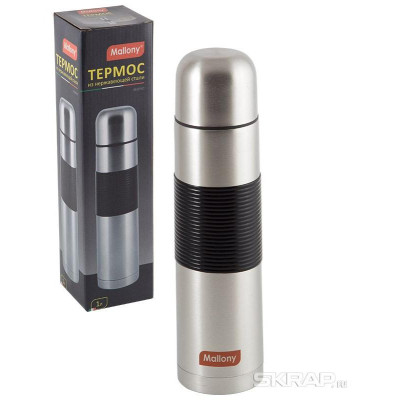 005234 Термос из нерж.стали с силиконовыми вставками Mallony NUOVO (1.0л)