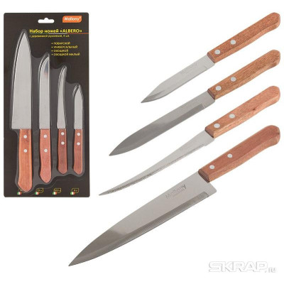 007092 Набор ножей с деревянной рукояткой ALBERO Mallony 4шт