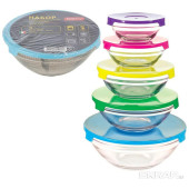 007177 Набор из 5-ти стекл мисок с крышками Mallony INSALATO 007177 Набор из 5-ти стекл мисок с крышками Mallony INSALATO