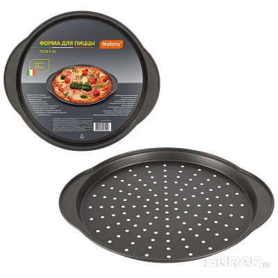 008572 Форма для пиццы PIZZA P-02 Mallony 33см с ручками