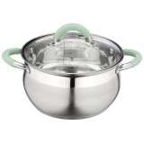 103576 Кастрюля MENTOLO (2.6л) из нерж.стали с крышкой, ручки с силиконом