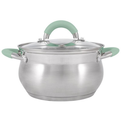 103576 Кастрюля MENTOLO (2.6л) из нерж.стали с крышкой, ручки с силиконом-1