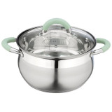 103577 Кастрюля MENTOLO (3.6л) из нерж.стали с крышкой, ручки с силиконом