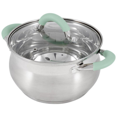 103577 Кастрюля MENTOLO (3.6л) из нерж.стали с крышкой, ручки с силиконом-2