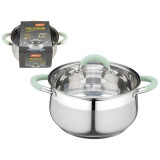 103578 Кастрюля MENTOLO (4.6л) из нерж.стали с крышкой, ручки с силиконом