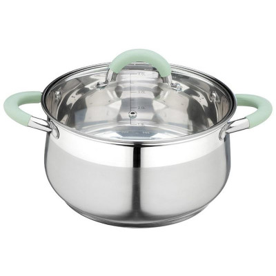 103578 Кастрюля MENTOLO (4.6л) из нерж.стали с крышкой, ручки с силиконом-1