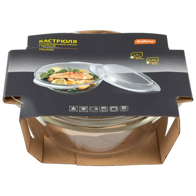 103814 Кастрюля с крышкой ITALIANO 1.5л из жаропрочного стекла-4