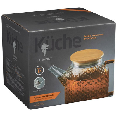 105040 Чайник заварочный Leonord AROMA 1л из боросиликатного стекла с рельефом-3