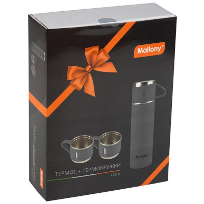 106052 Набор: термос+ТЕРМОкружки FESTA (0, 5л, 3 кружки) Mallony серый-3