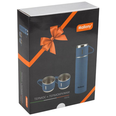 106055 Набор: термос+ТЕРМОкружки FESTA (0, 5л, 3 кружки) Mallony синий-3