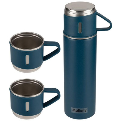 106055 Набор: термос+ТЕРМОкружки FESTA (0, 5л, 3 кружки) Mallony синий