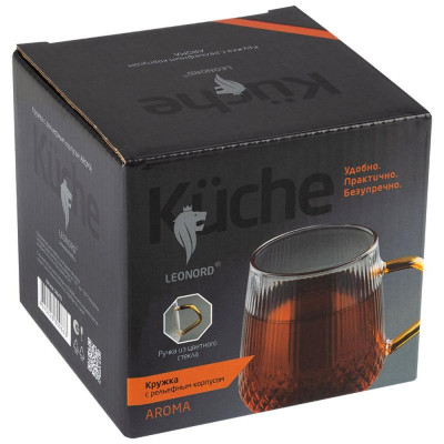 106476 Кружка Leonord AROMA 435 мл из боросиликатного стекла с рельефным корпусом-3