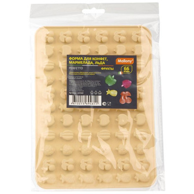 107660 Форма для конфет, мармелада, льда Mallony PERFETTO фрукты (66 ячеек)-2