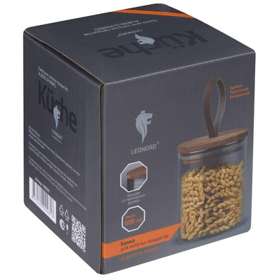 108283 Банка стеклянная 0.6л для сыпучих продуктов Leonord ALBERO DI MARMO с крышкой-3