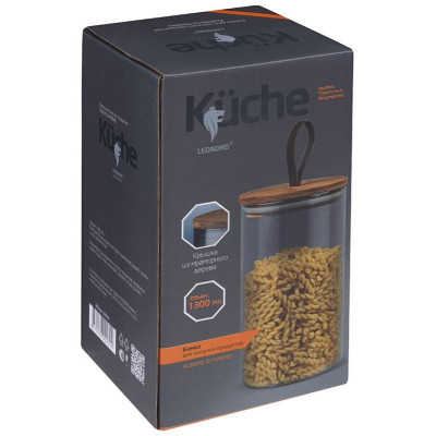 108285 Банка стеклянная 1.3л для сыпучих продуктов Leonord ALBERO DI MARMO с крышкой-3