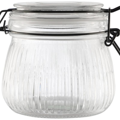 108317 Банка из рельефного стекла 0.5л Mallony LA SCALA с бугельным замком-1