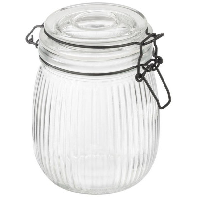 108318 Банка из рельефного стекла 0.75л Mallony LA SCALA с бугельным замком