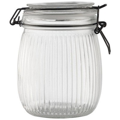 108321 Банка из рельефного стекла 1.0л Mallony LA SCALA с бугельным замком-1