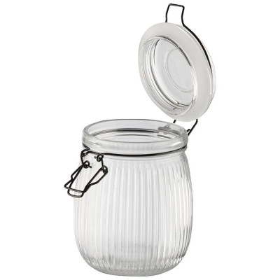 108321 Банка из рельефного стекла 1.0л Mallony LA SCALA с бугельным замком-2