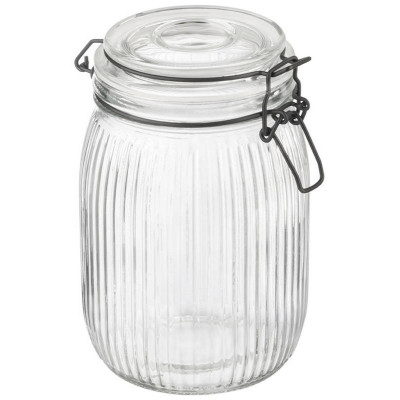 108321 Банка из рельефного стекла 1.0л Mallony LA SCALA с бугельным замком