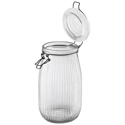 108322 Банка из рельефного стекла 1.5л Mallony LA SCALA с бугельным замком-2