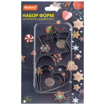 108362 Набор форм для выпечки и вырубки теста Mallony TORTA сердце/звезда (6шт)-3