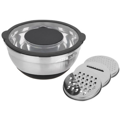 108660 Миска из нерж.стали Mallony AMARENA с крышкой-тёркой (3 тёрки в комплекте)
