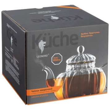 108963 Чайник заварочный Leonord AROMA RIVIERA 850мл из боросиликатного стекла-4