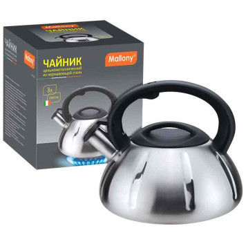 910086 Чайник металлический со свистком Mallony MAL-066