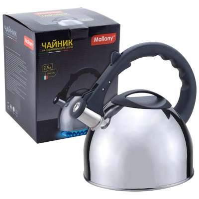 910087 Чайник металлический со свистком Mallony MAL-042-C (2.5л)
