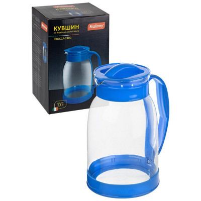 910147 Кувшин Mallony Brocca-2400 из жаропрочного стекла с пластиковой ручкой