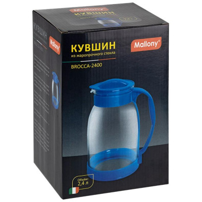 910147 Кувшин Mallony Brocca-2400 из жаропрочного стекла с пластиковой ручкой-4