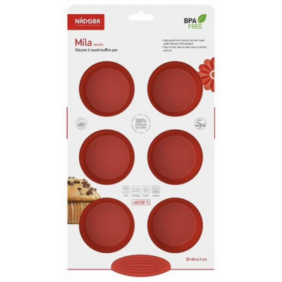 762016 Форма для 6 круглых маффинов NADOBA (30x18x4.3см, силиконовая) серия MILA-1