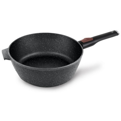 Сотейник НЕВА МЕТАЛЛ ПОСУДА 181324 24см 'Каменная' Черный гранит (съемная ручка)-1