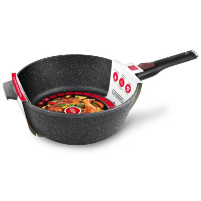 Сотейник НЕВА МЕТАЛЛ ПОСУДА 181324 24см 'Каменная' Черный гранит (съемная ручка)