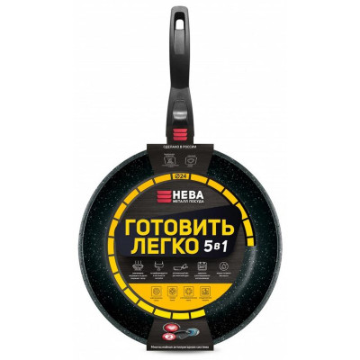 Сковорода НЕВА МЕТАЛЛ ПОСУДА GL2024 24см 'Готовить легко' stone (съемная ручка)-2