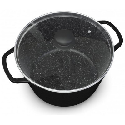 Кастрюля со стекл.крышкой 3л НЕВА МЕТАЛЛ ПОСУДА L186630i Индукция Гранит-1