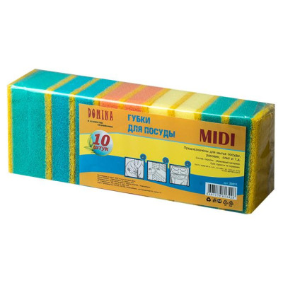 Губка для посуды DOMINA 10шт MIDI 9*6*2,5 (40шт)